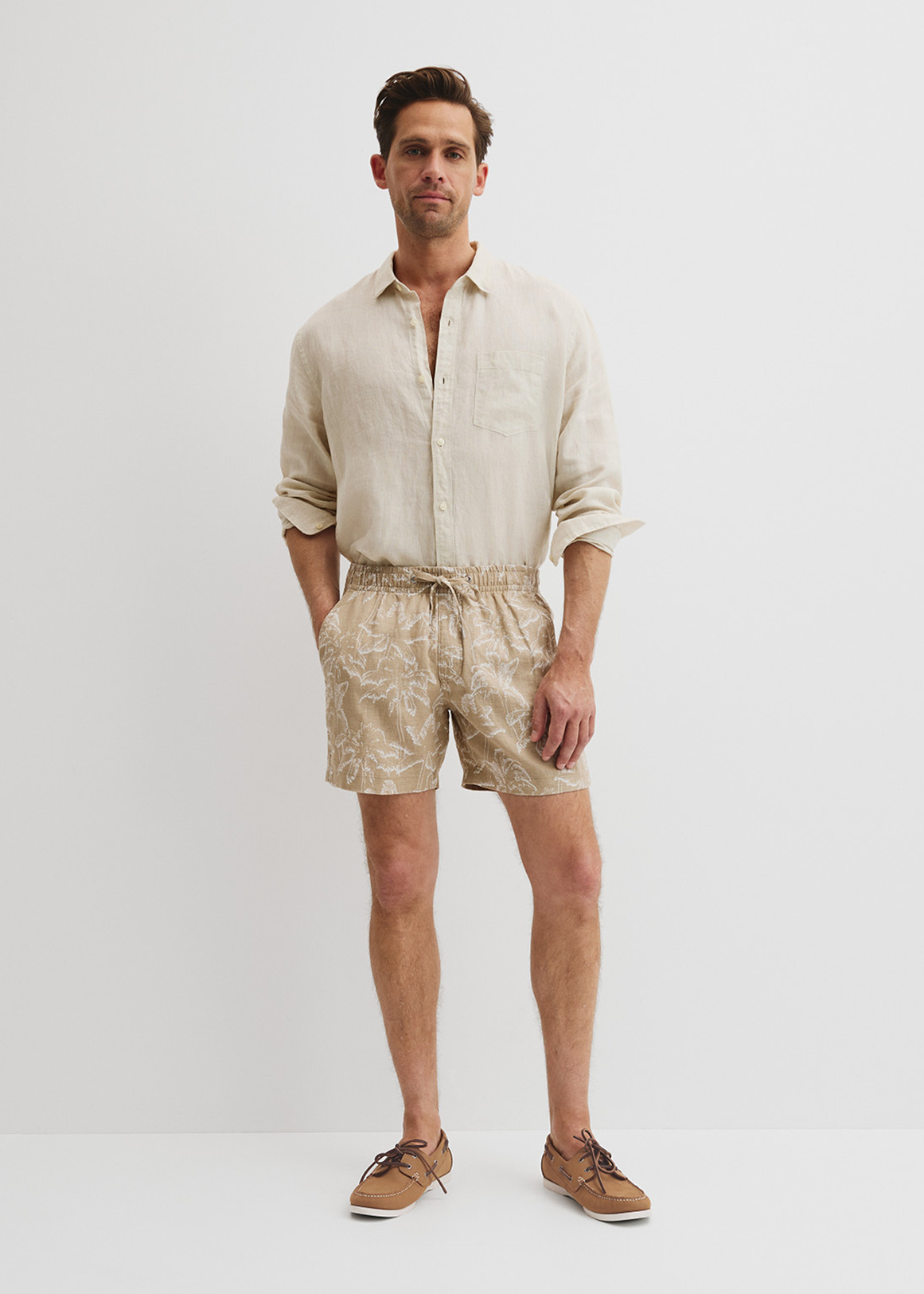 Organically Grown Linen Print 6" Drawcord Short