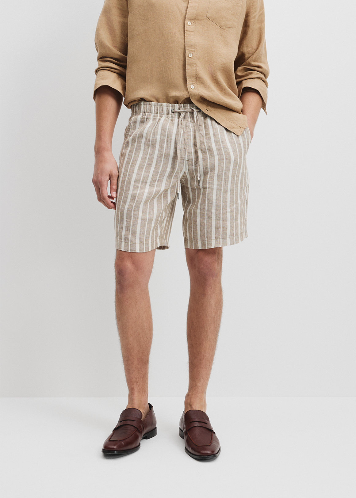 Organically Grown Linen Stripe Drawcord Short