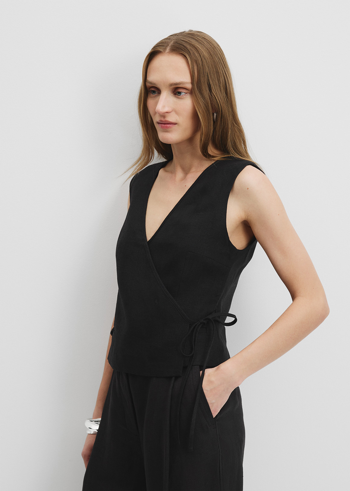 Organically Grown Linen Wrap Vest Top