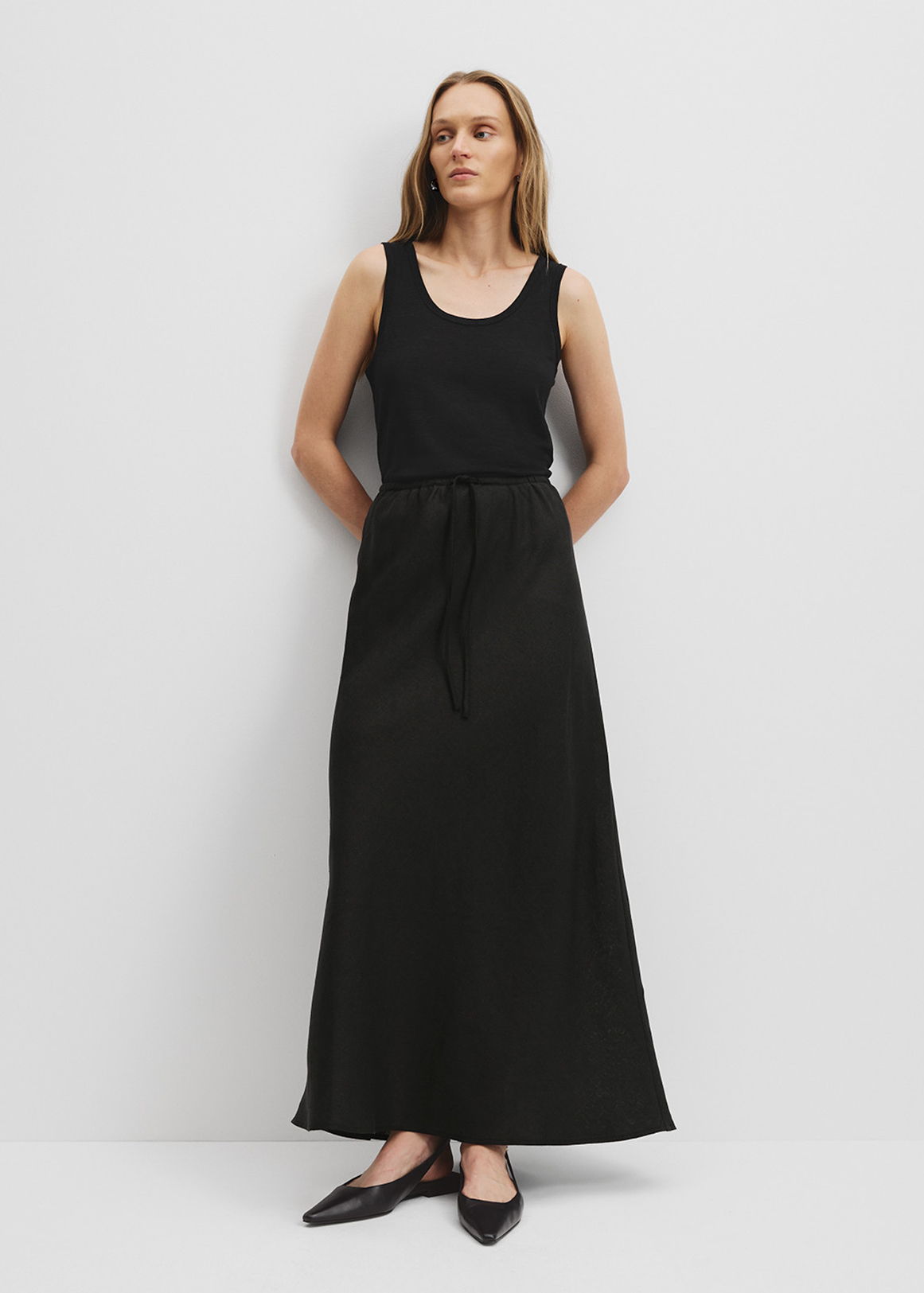 Organically Grown Linen Yarn Dyed Bias Skirt