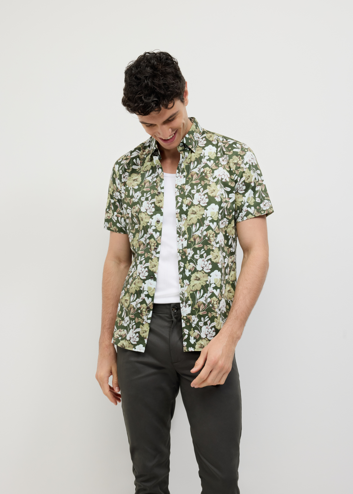 Painted Floral Short Sleeve Shirt