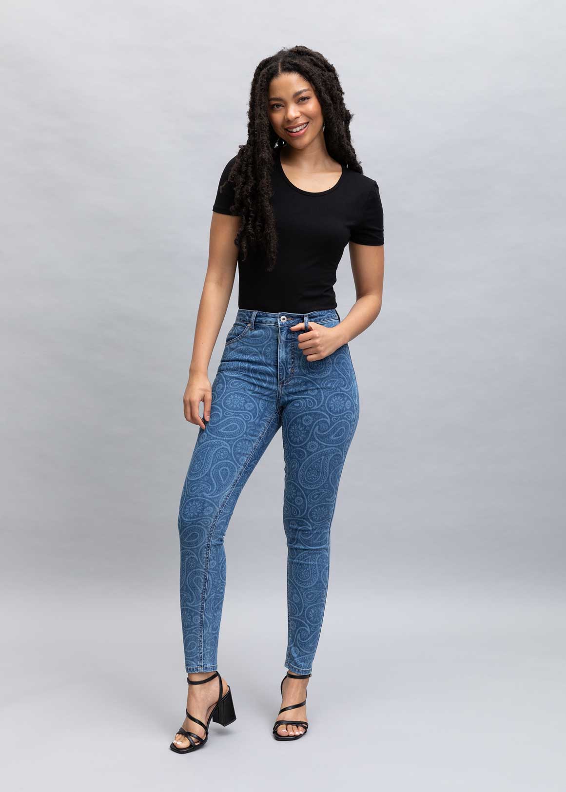 Paisley Print High Rise Skinny Jeans | Woolworths.co.za