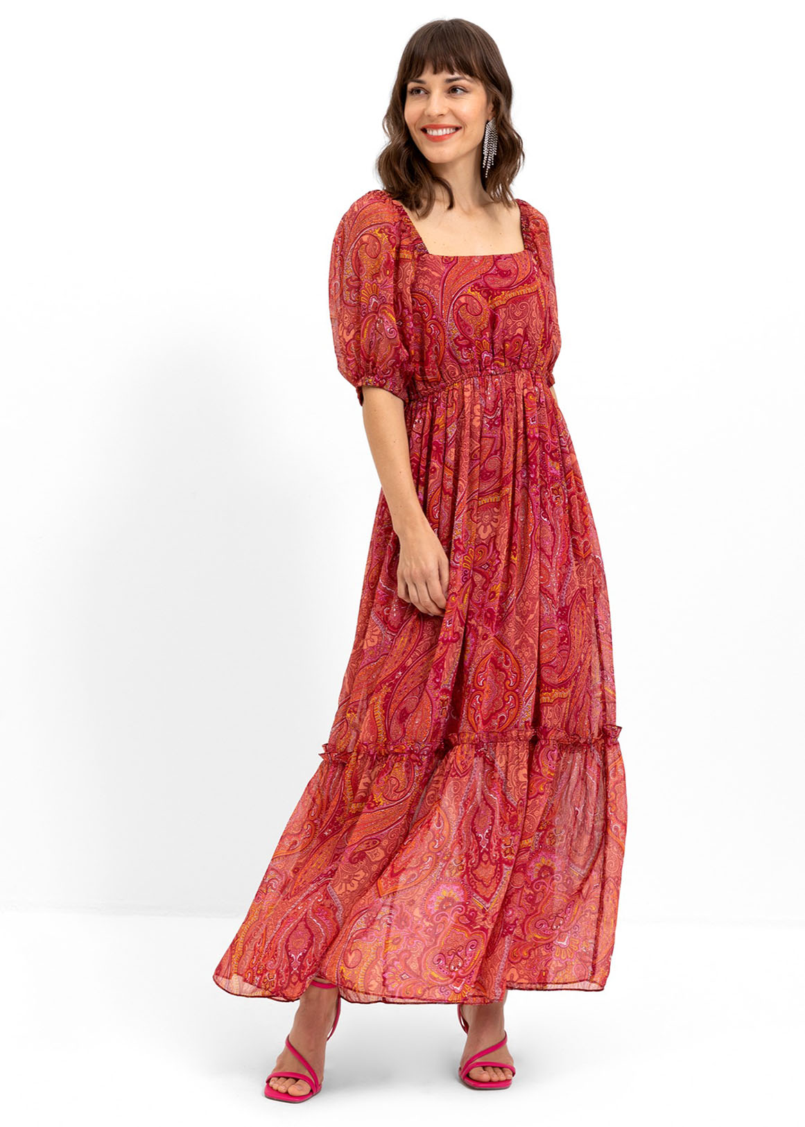 Paisley Puff Sleeve Maxi Dress Woolworths.co.za