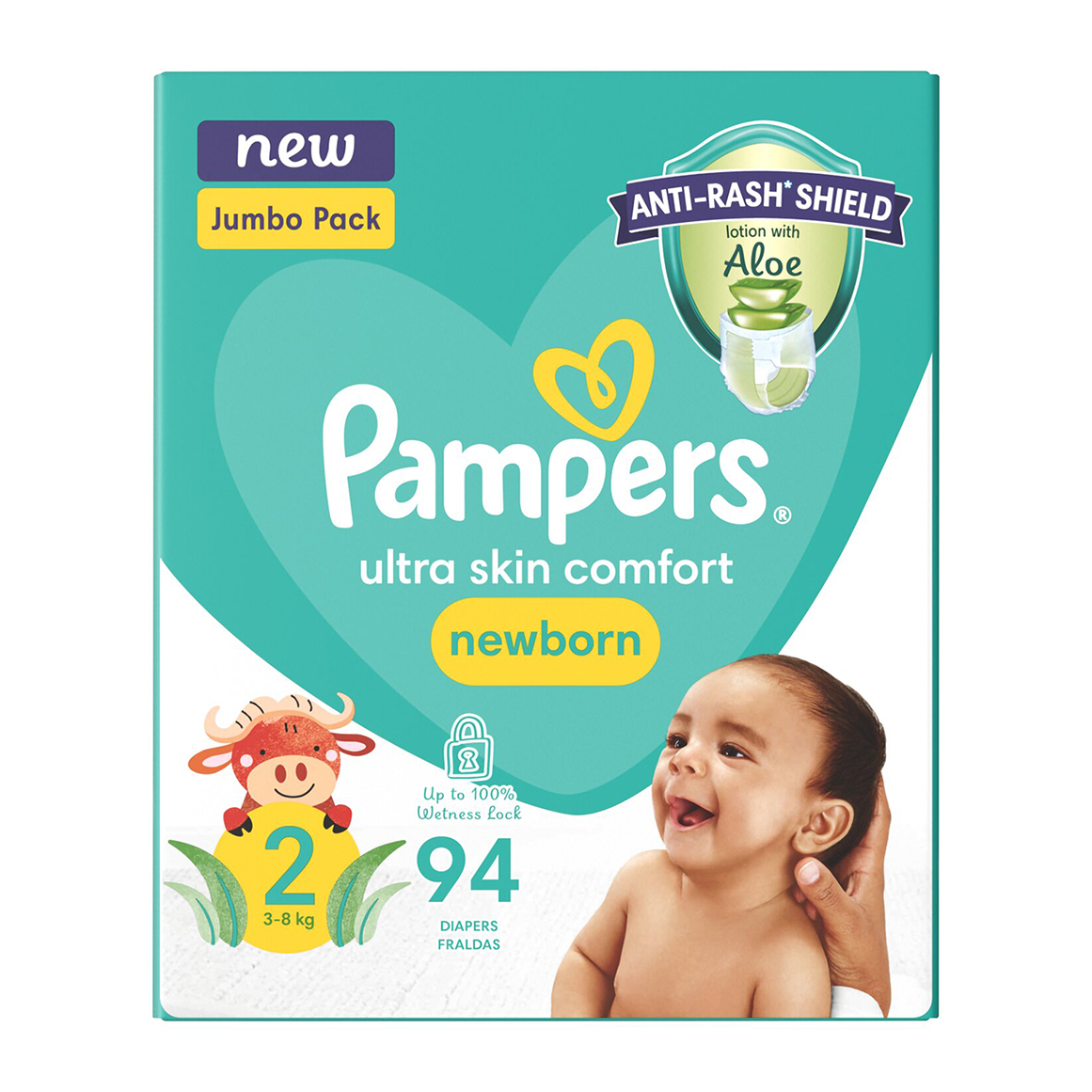 Pampers Baby Dry Newborn Size 2 (3 - 8 kg) Nappies 94 pk