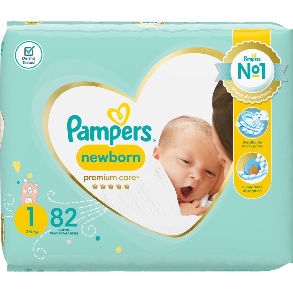 Pampers Premium Care No.1 (2 - 5 kg) Nappies 82 pk