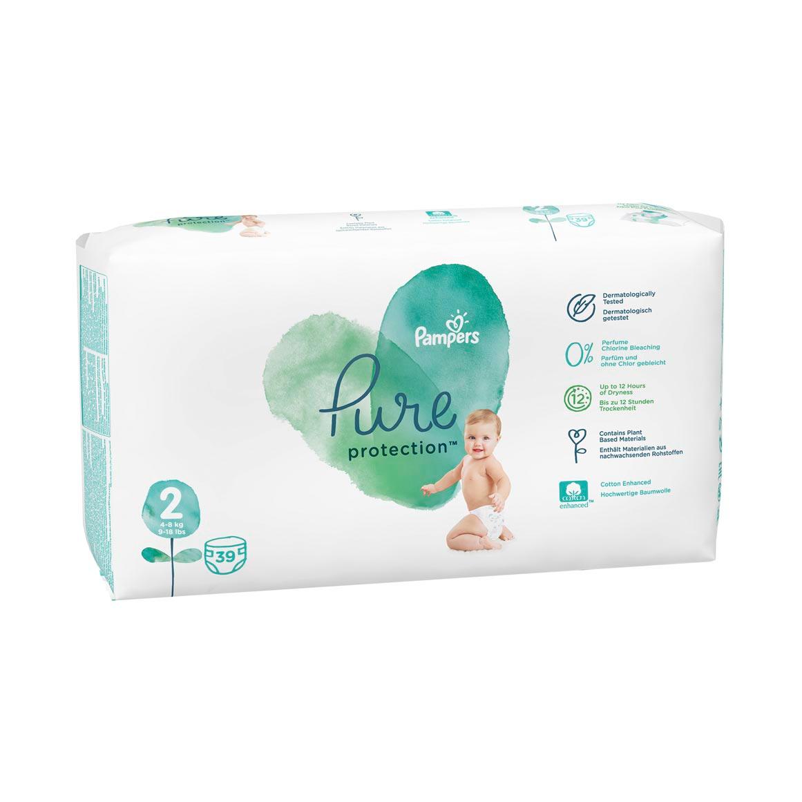 Pampers Pure Protection No 2(4 - 8 kg) Nappies 39 pk