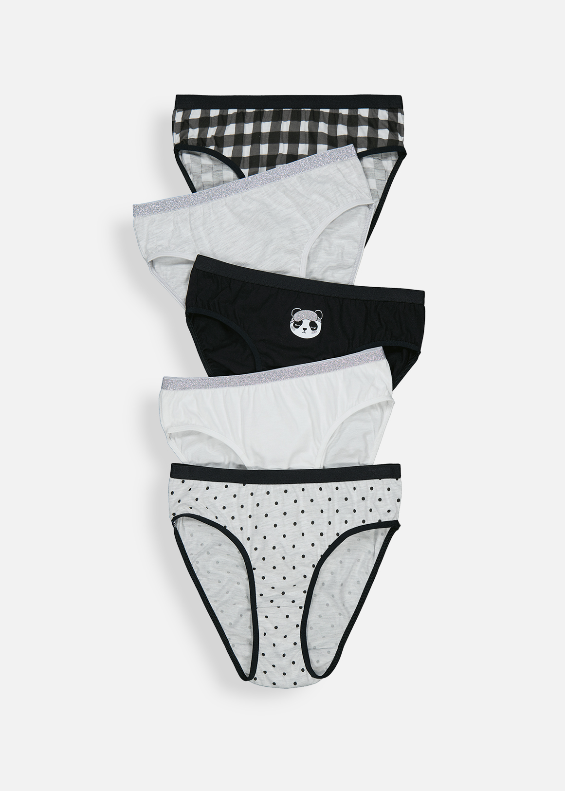 Panda Check Cotton Bikinis 5 Pack