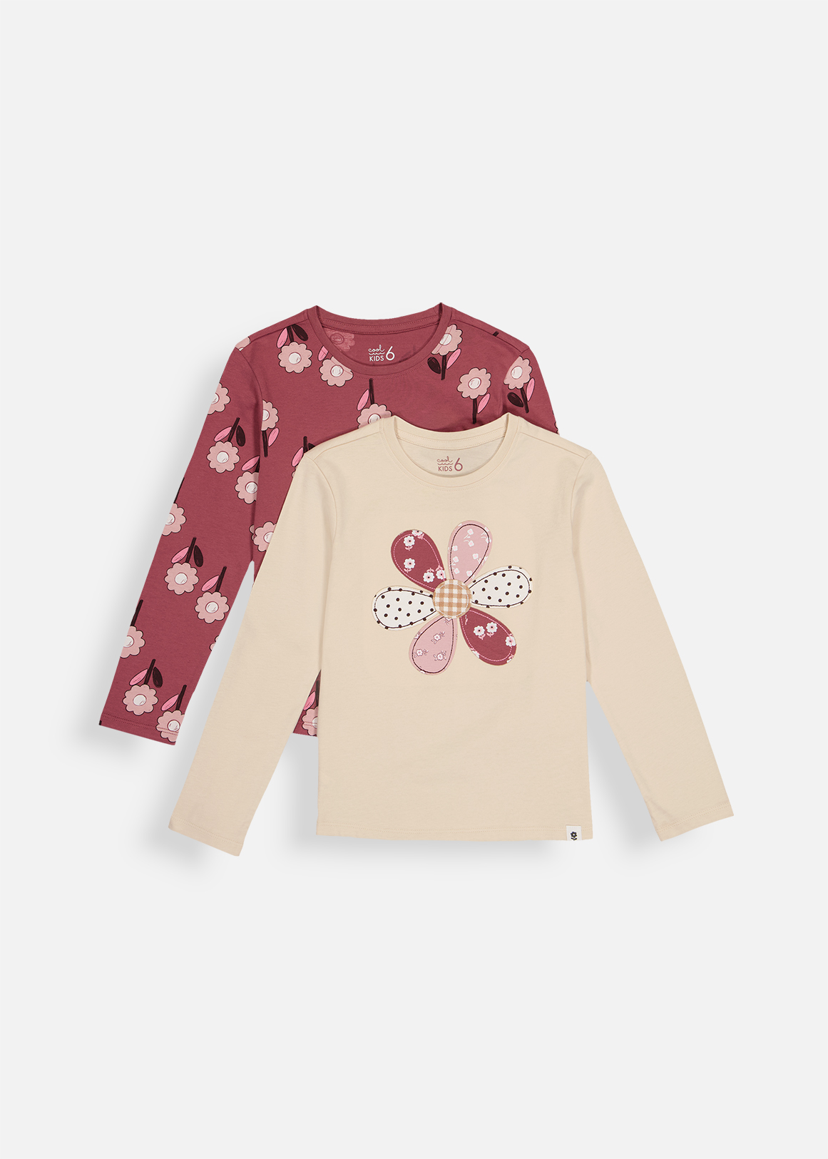 Patchwork Flower Cotton T-shirts 2 Pack