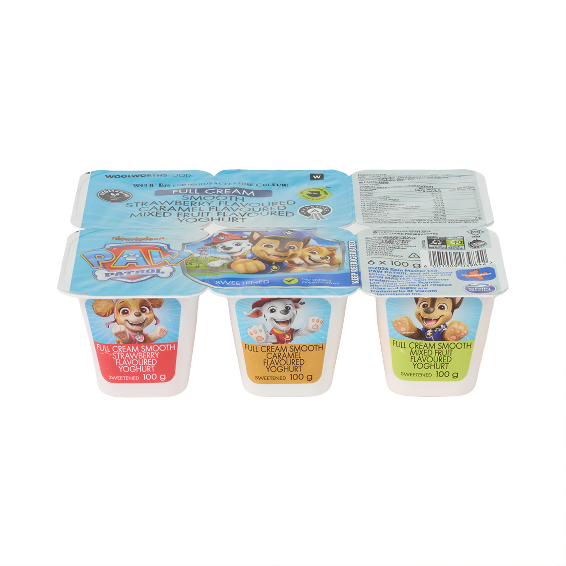 Paw Patrol™ Full Cream Smooth Ayrshire Flavoured Yoghurts 6 x 100 g