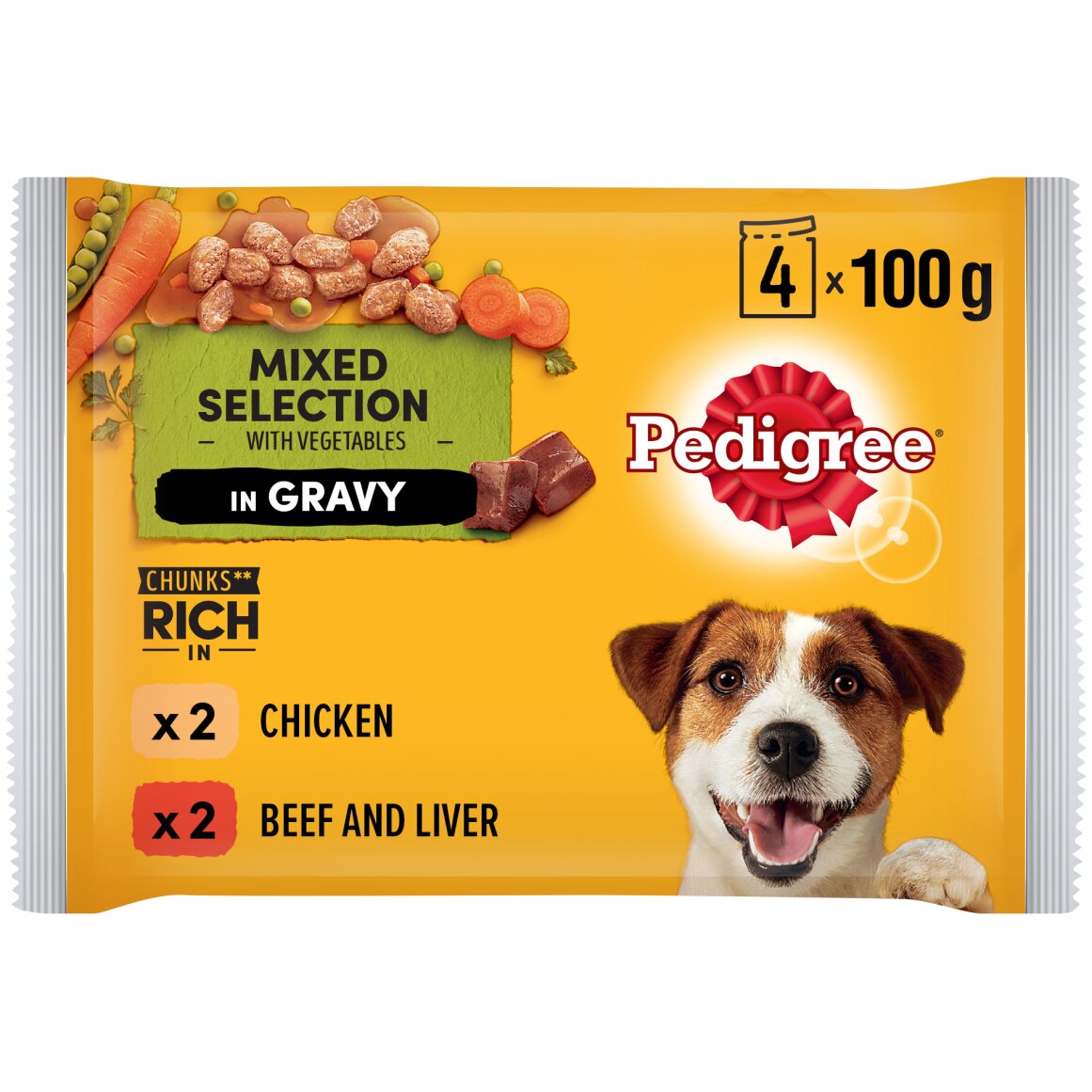 Pedigree Chicken and Beef Selectionn with Vegetables in Gravy 4 x 100 g