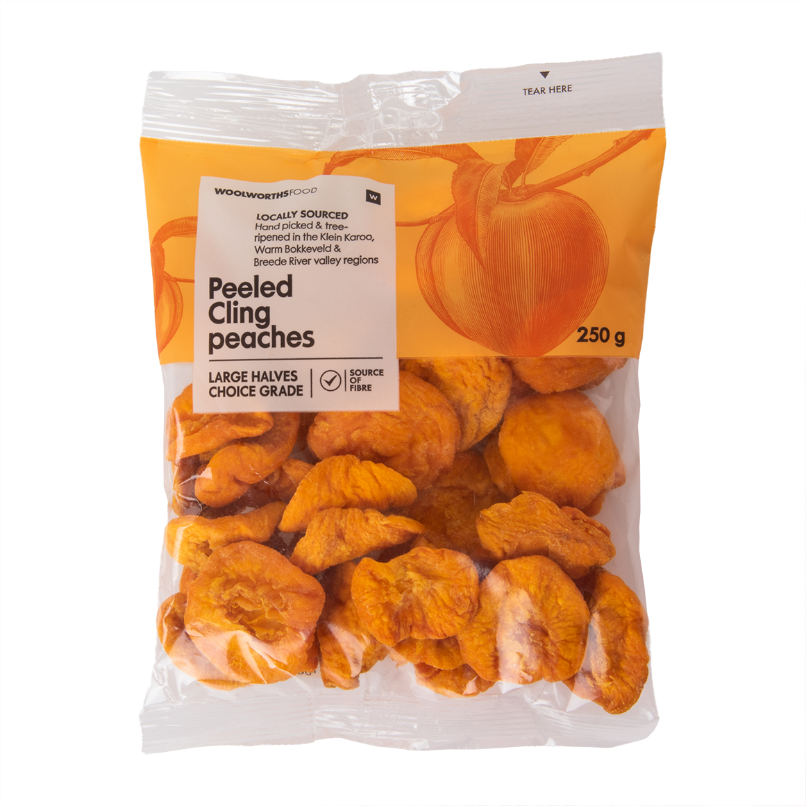 Peeled Cling Peaches Dried Fruit 250 g
