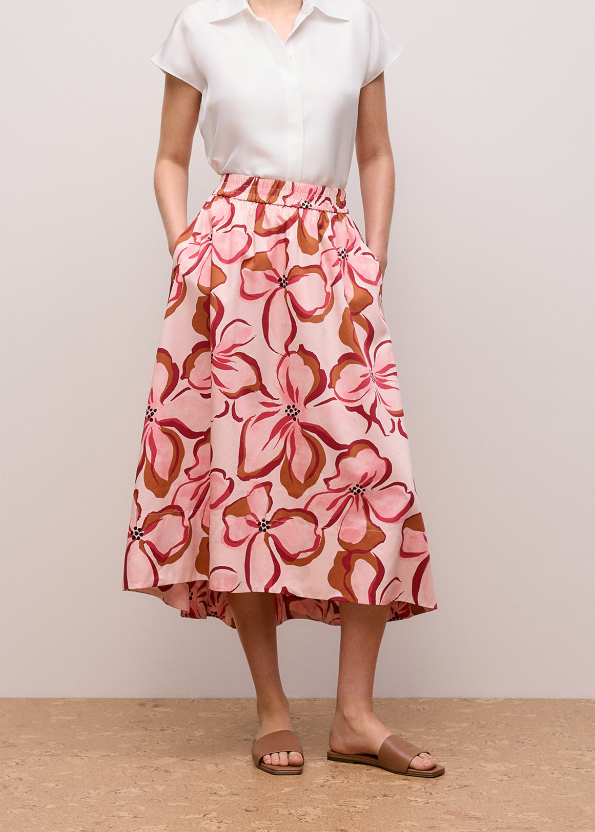Peony Sateen Hi Lo Skirt