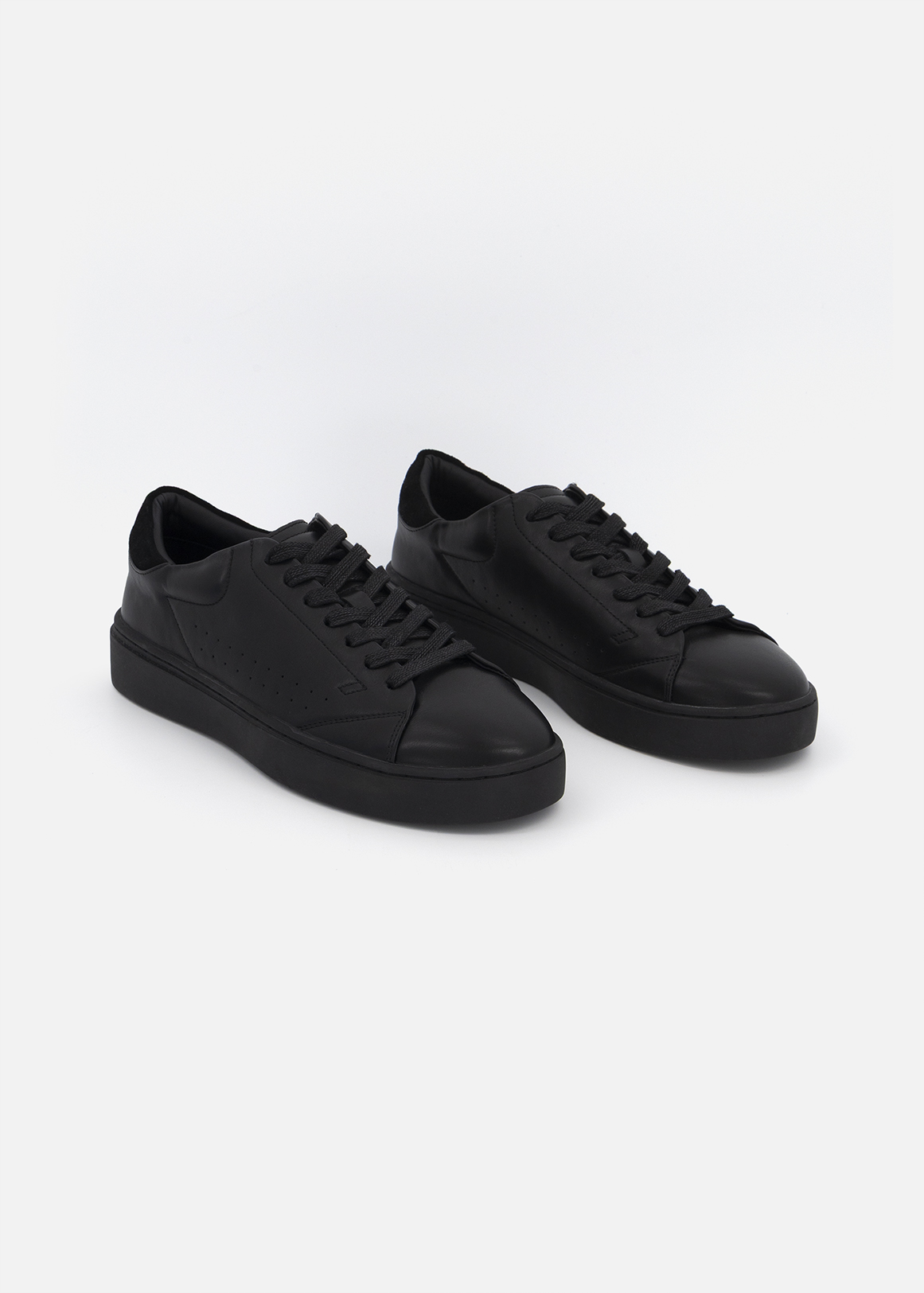 Perforated Faux Leather Court Sneakers