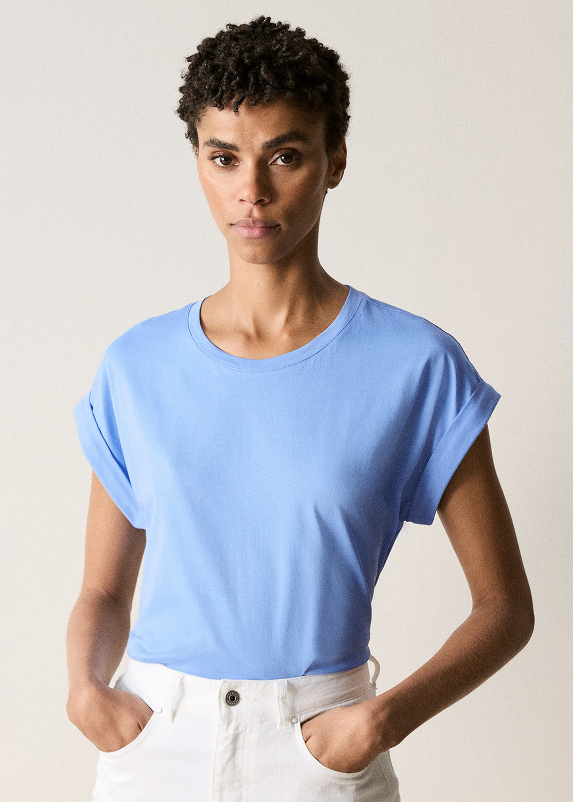 Pima Cotton Cuff Sleeve T-Shirt | Woolworths.co.za