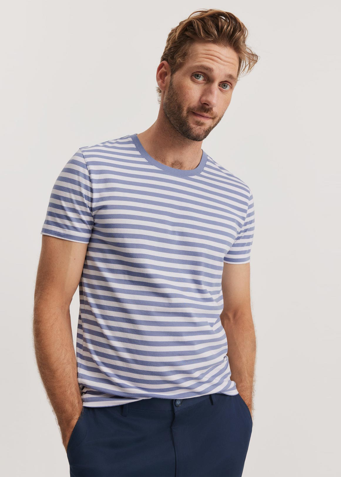 Pima Cotton Stripe Crew T-Shirt | Woolworths.co.za