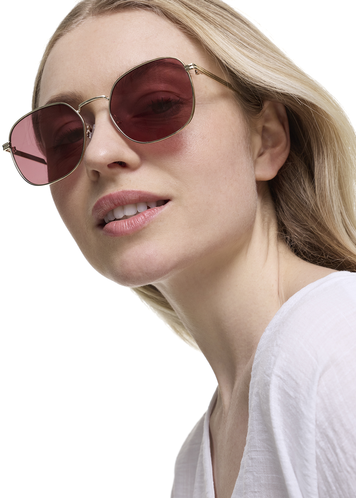 Pink Lens Square Metal Sunglasses