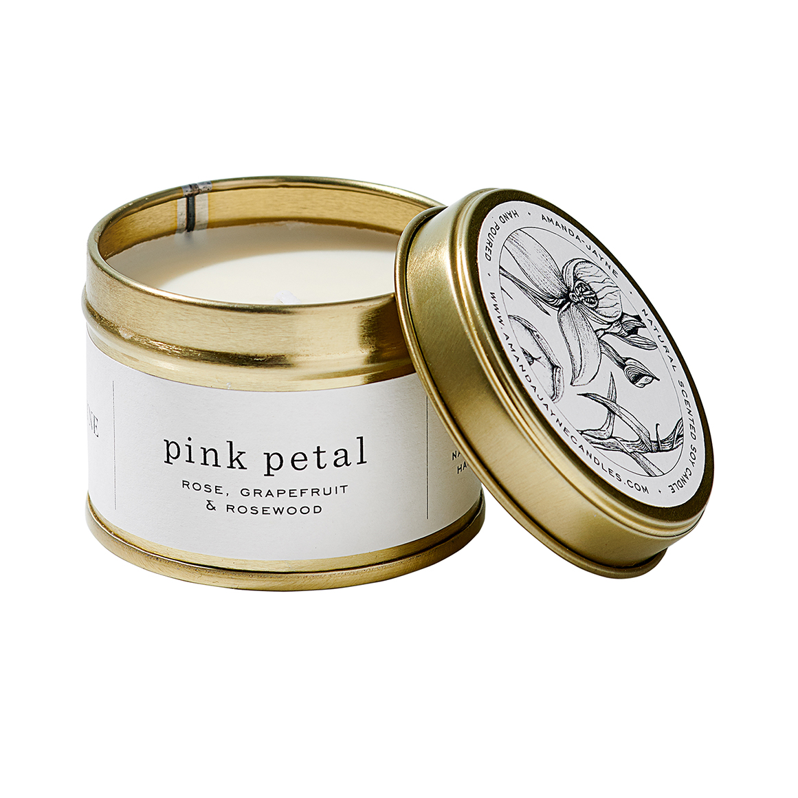 Pink Petal Gold Tin Candle