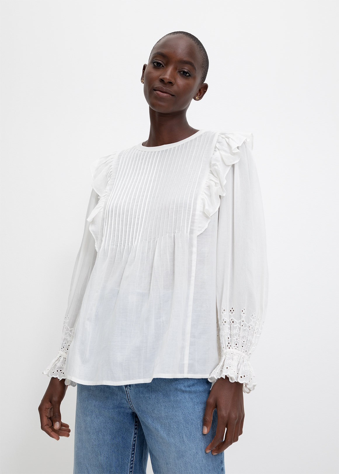 Pintuck Ruffle Blouse | Woolworths.co.za