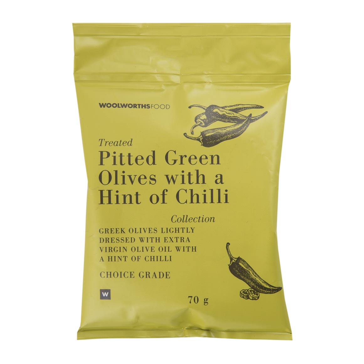 Pitted Green Olives with a Hint of Chilli 70 g