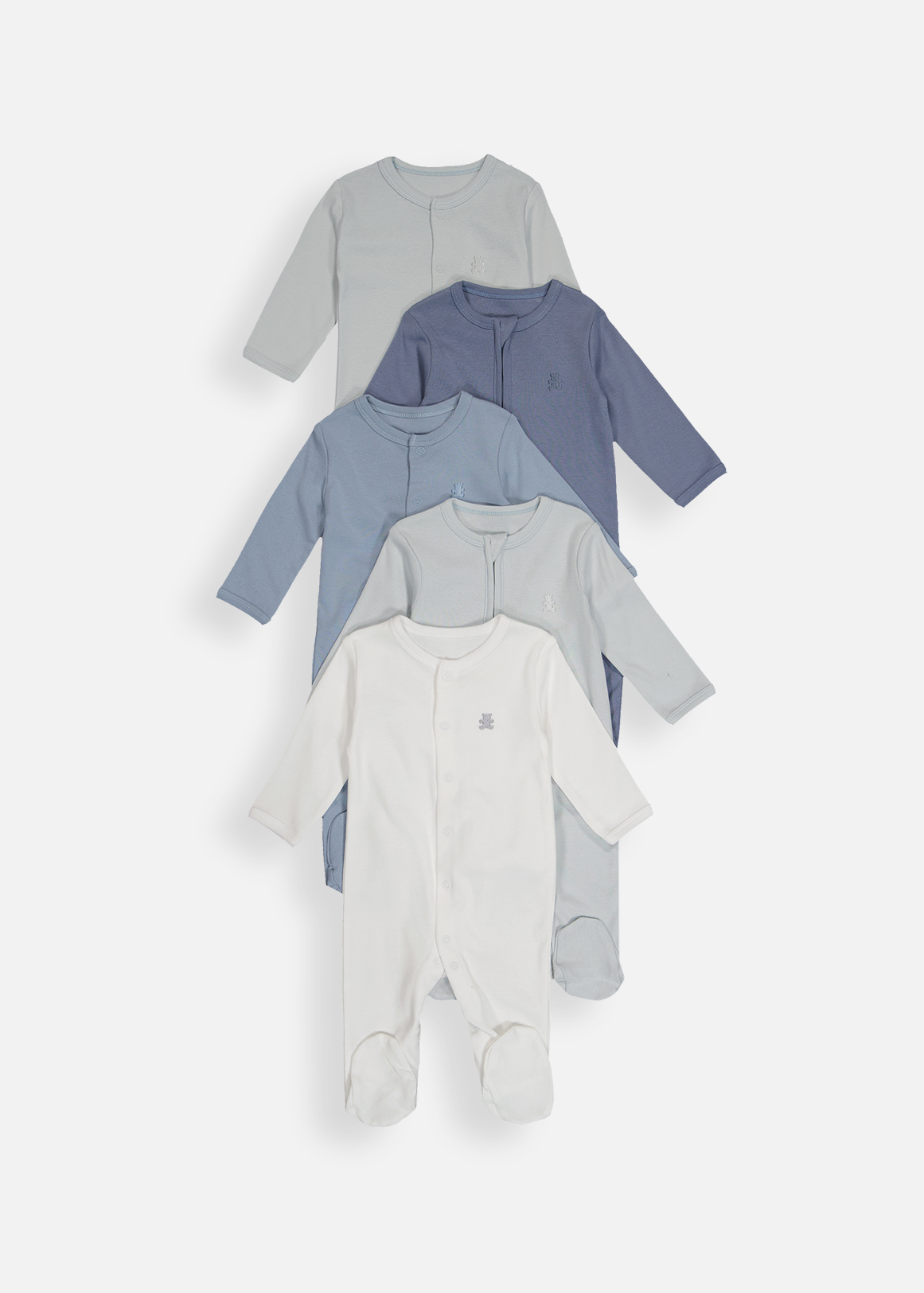 Plain Organic Cotton Sleepsuits 5 Pack