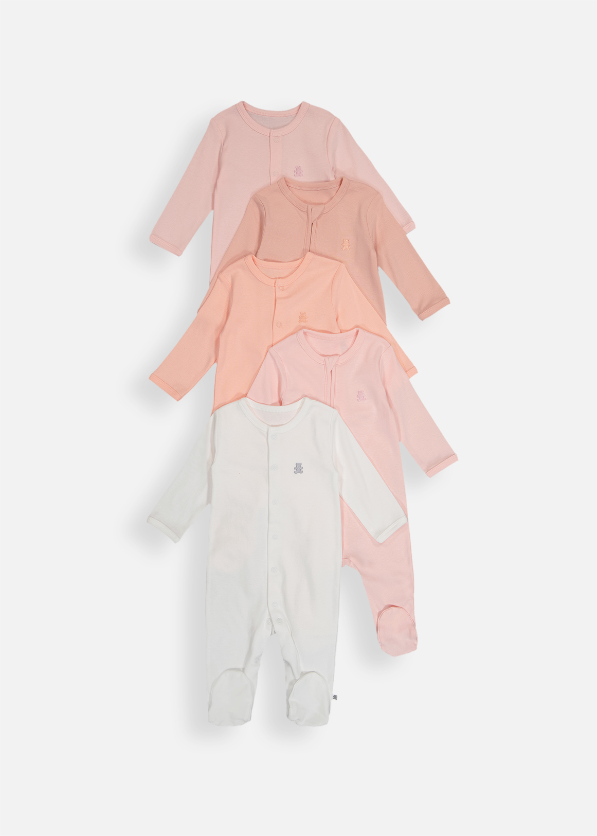 Plain Organic Cotton Sleepsuits 5 Pack