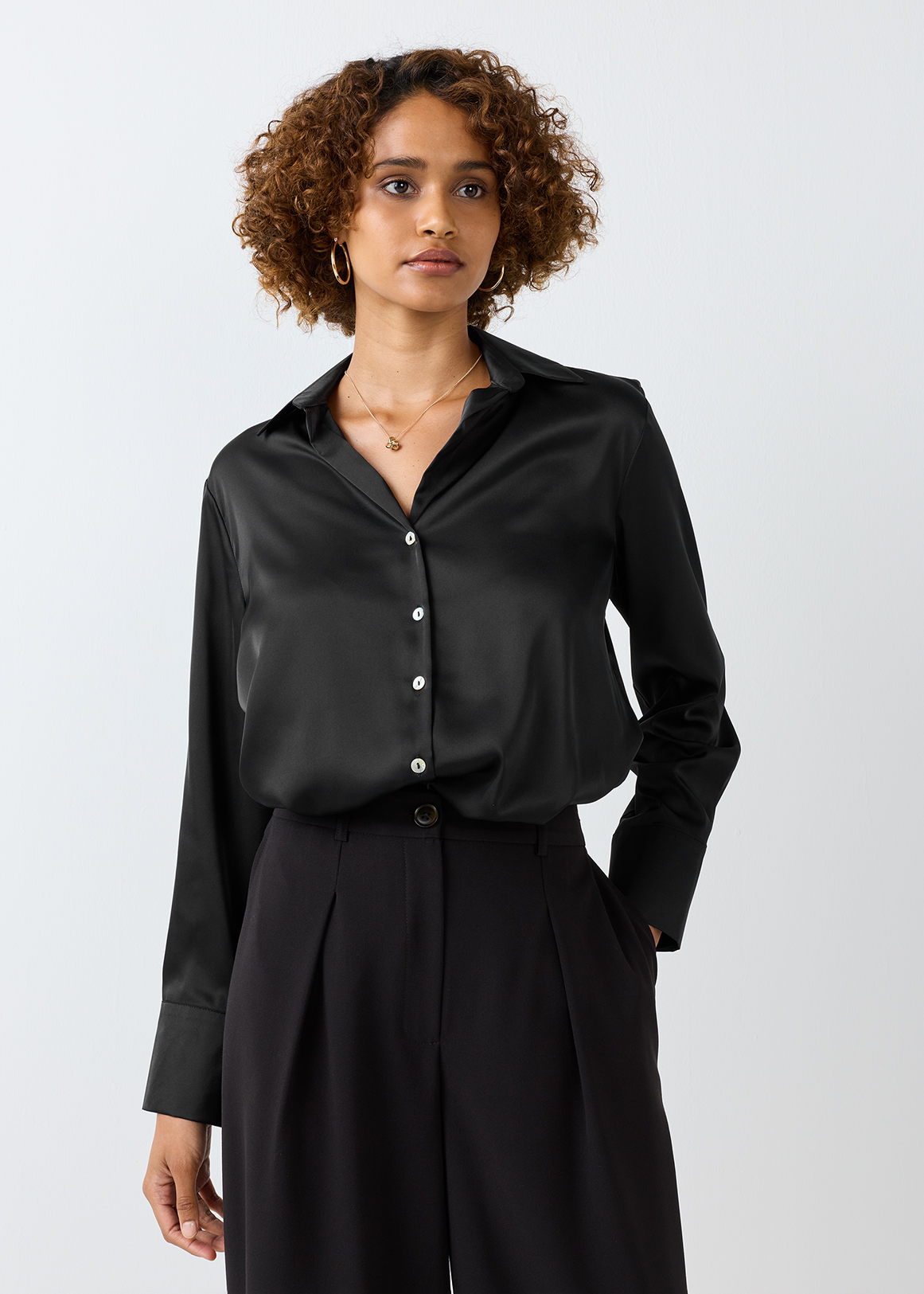 Plain Satin Shirt