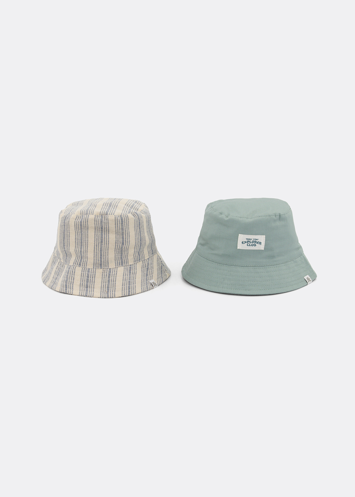 Plain & Stripe Cotton Bucket Hats 2 Pack