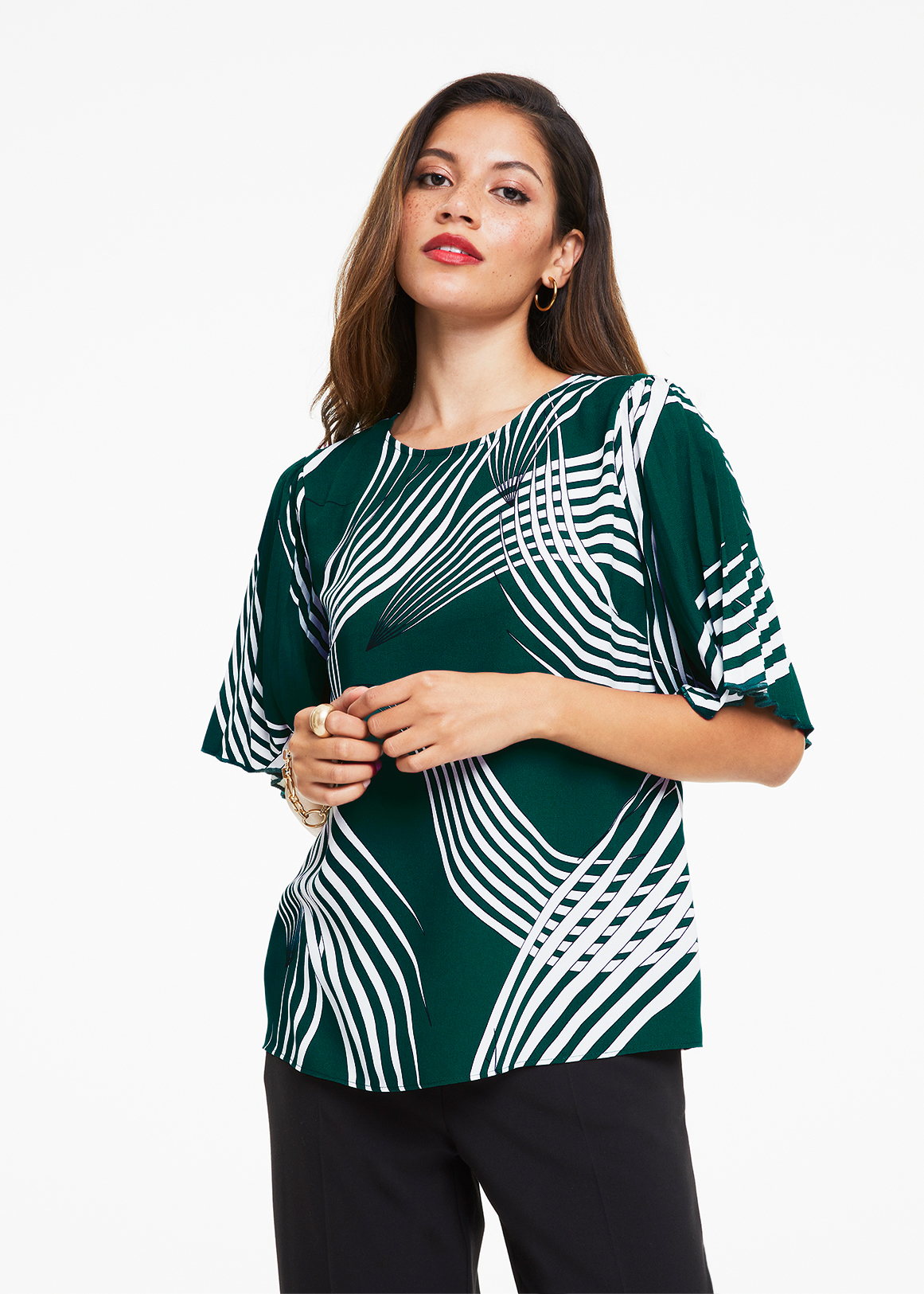 Pleat Bell Sleeve Blouse | Woolworths.co.za