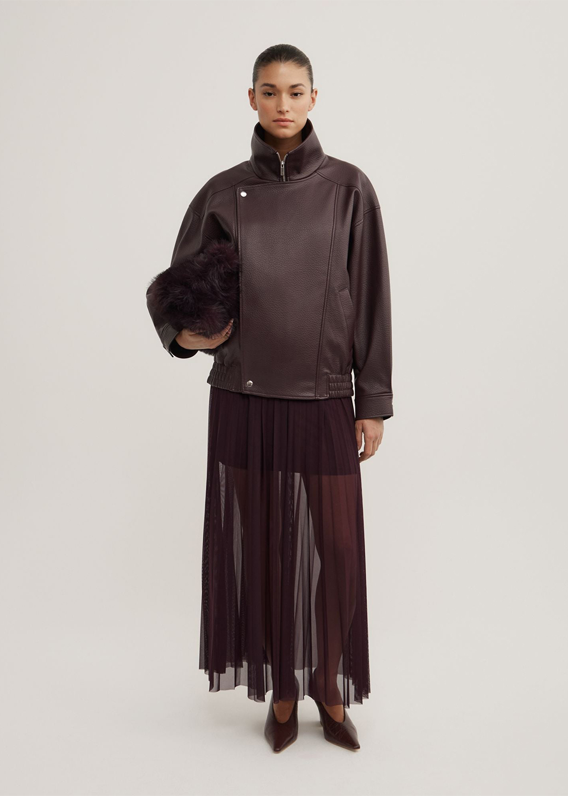 Pleated Mesh Skirt
