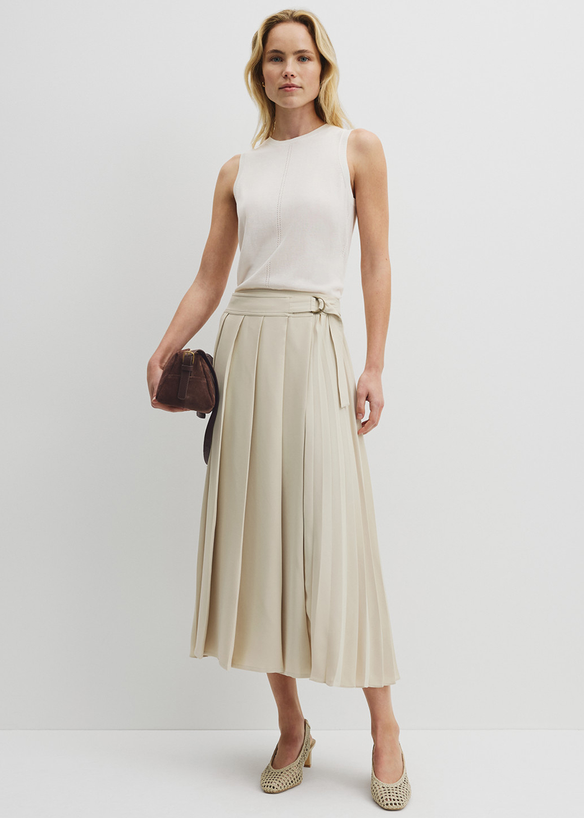 Pleated Midi Skirt