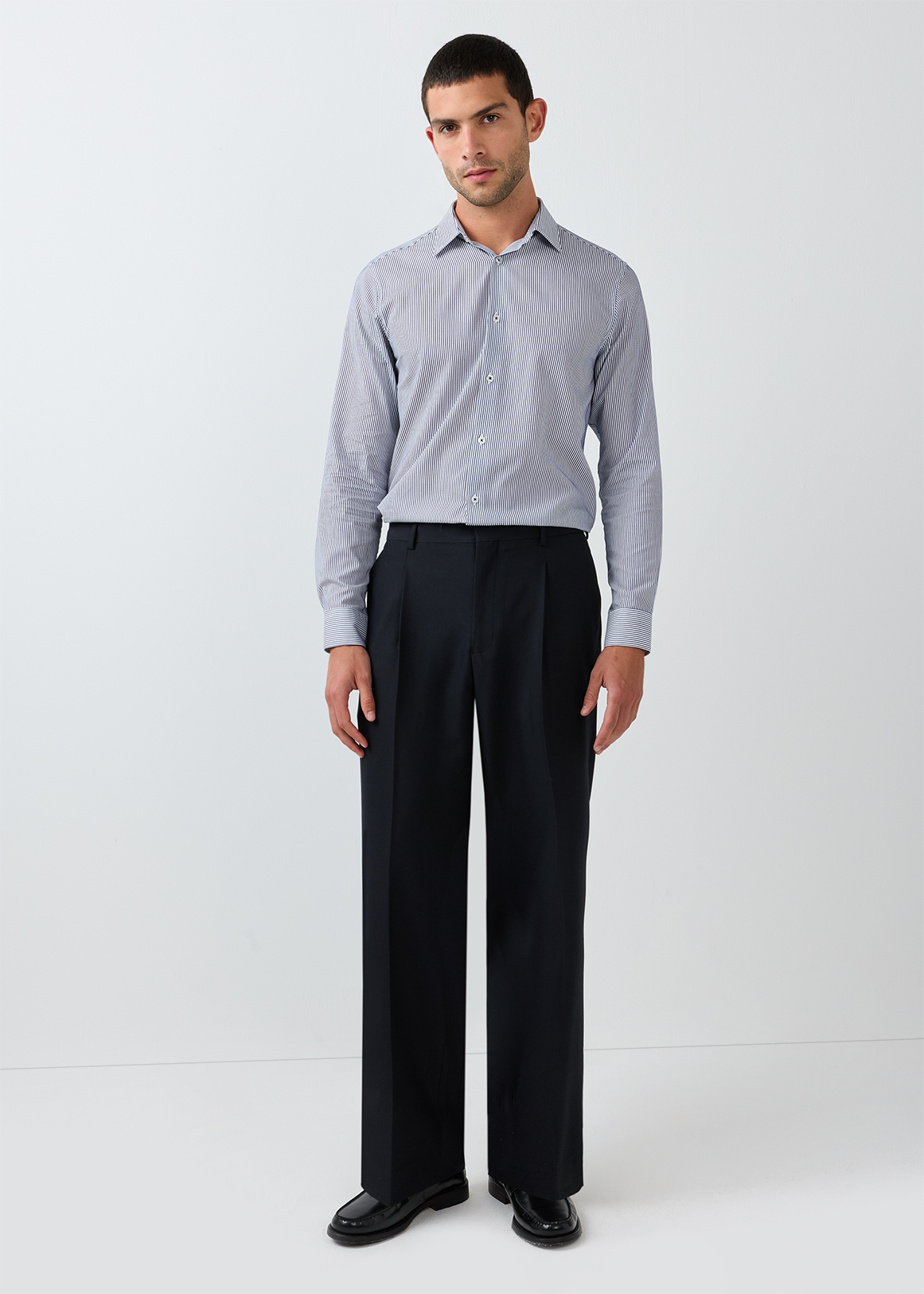Pleated Straight Leg Trousers