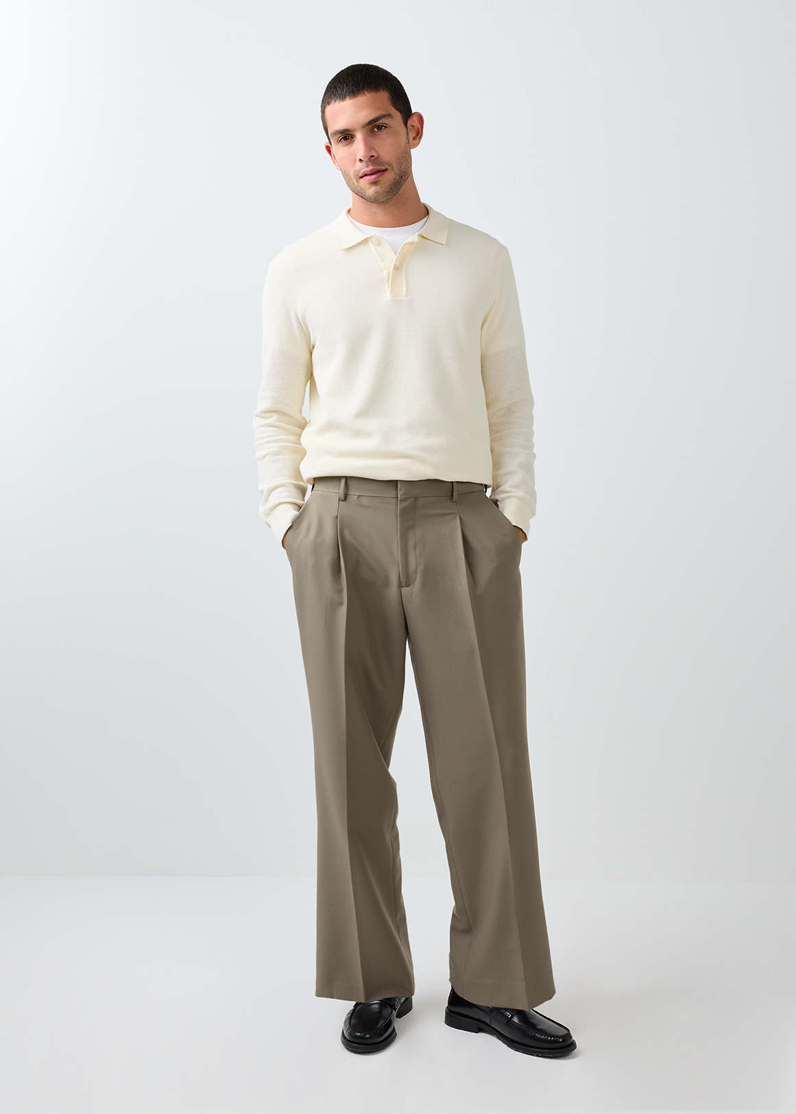 Pleated Straight Leg Trousers