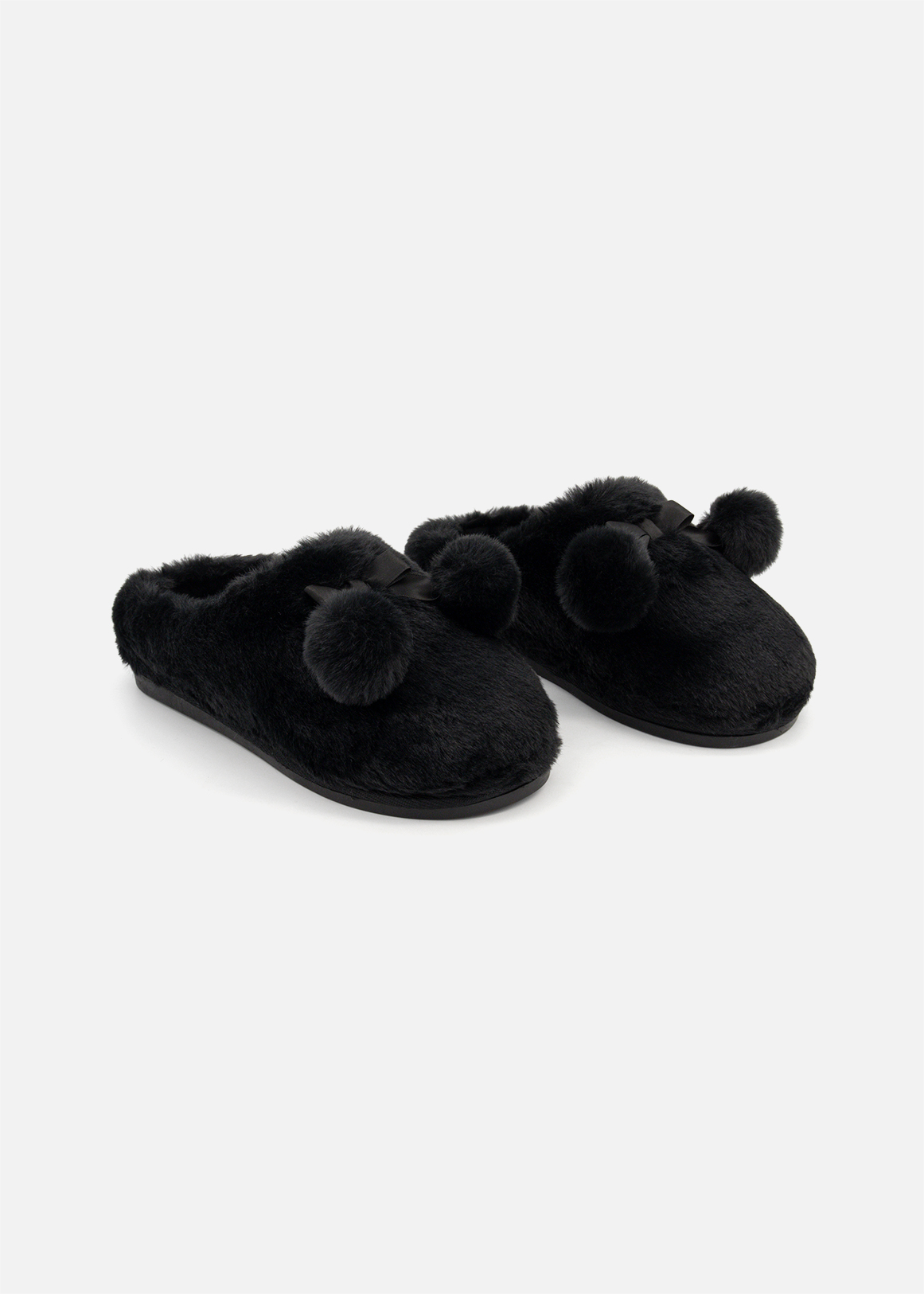 Pom Pom Fluffy Mule Slippers
