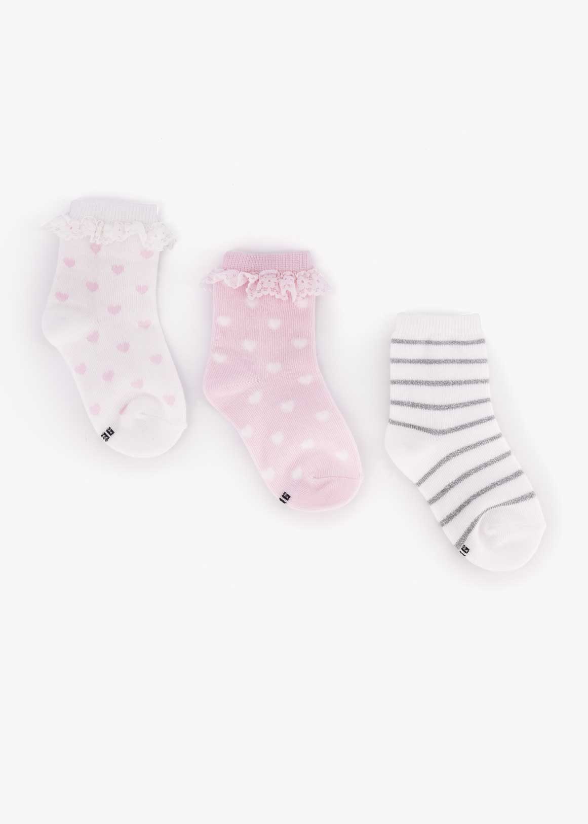 Pretty Hearts Cotton Rich Socks 3 Pack | Woolworths.co.za