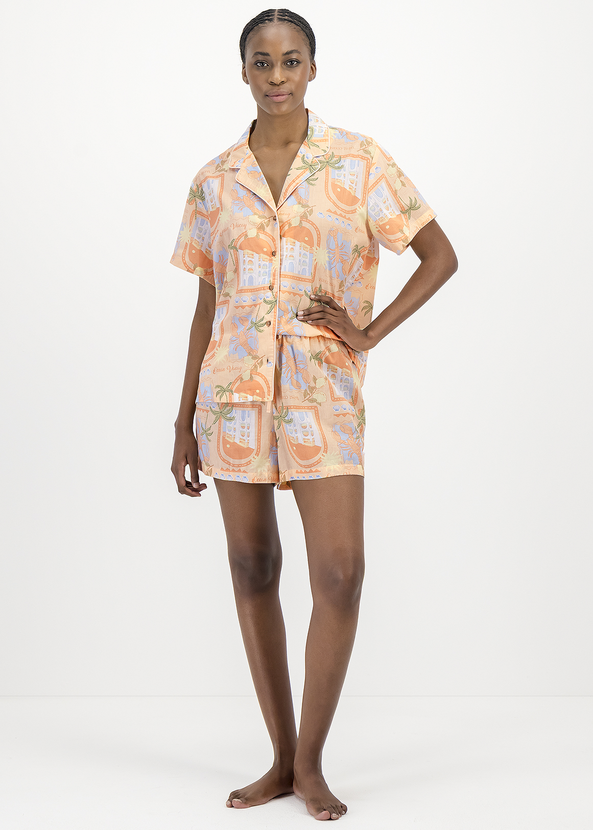 Print Cotton Pyjamas & Mask Set