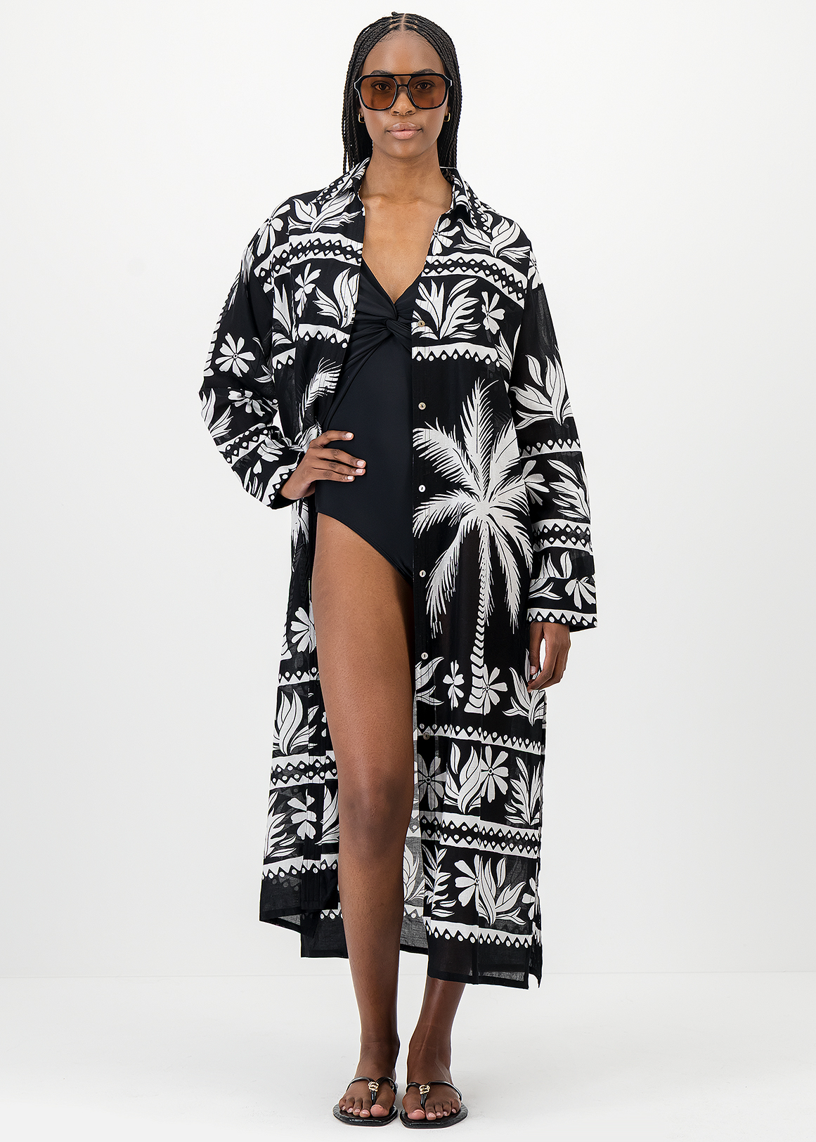 Print Cotton Resort Shirt Dress