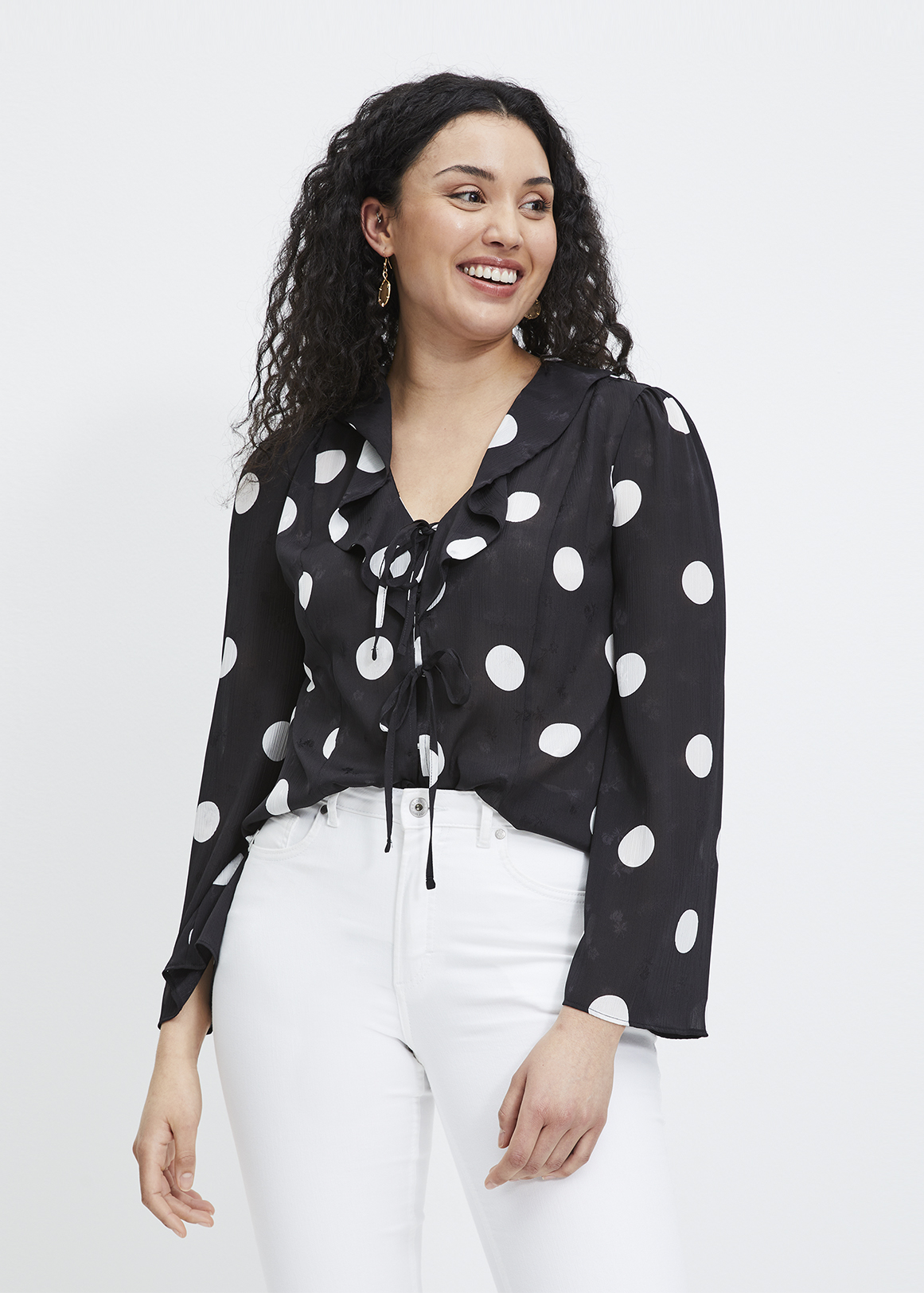 Print Frill Tie-up Chiffon Blouse | Woolworths.co.za