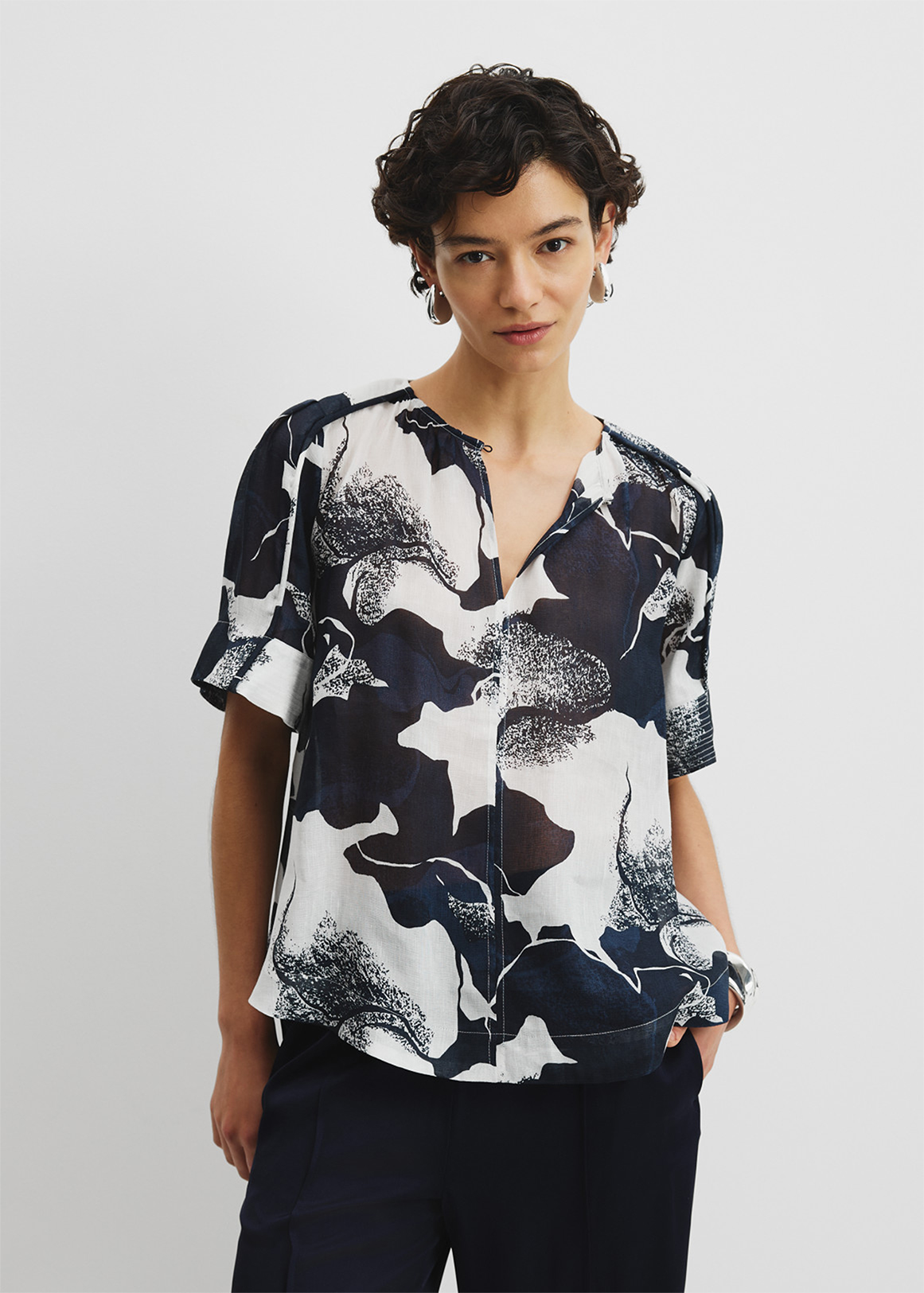 Print Panel Detail Blouse