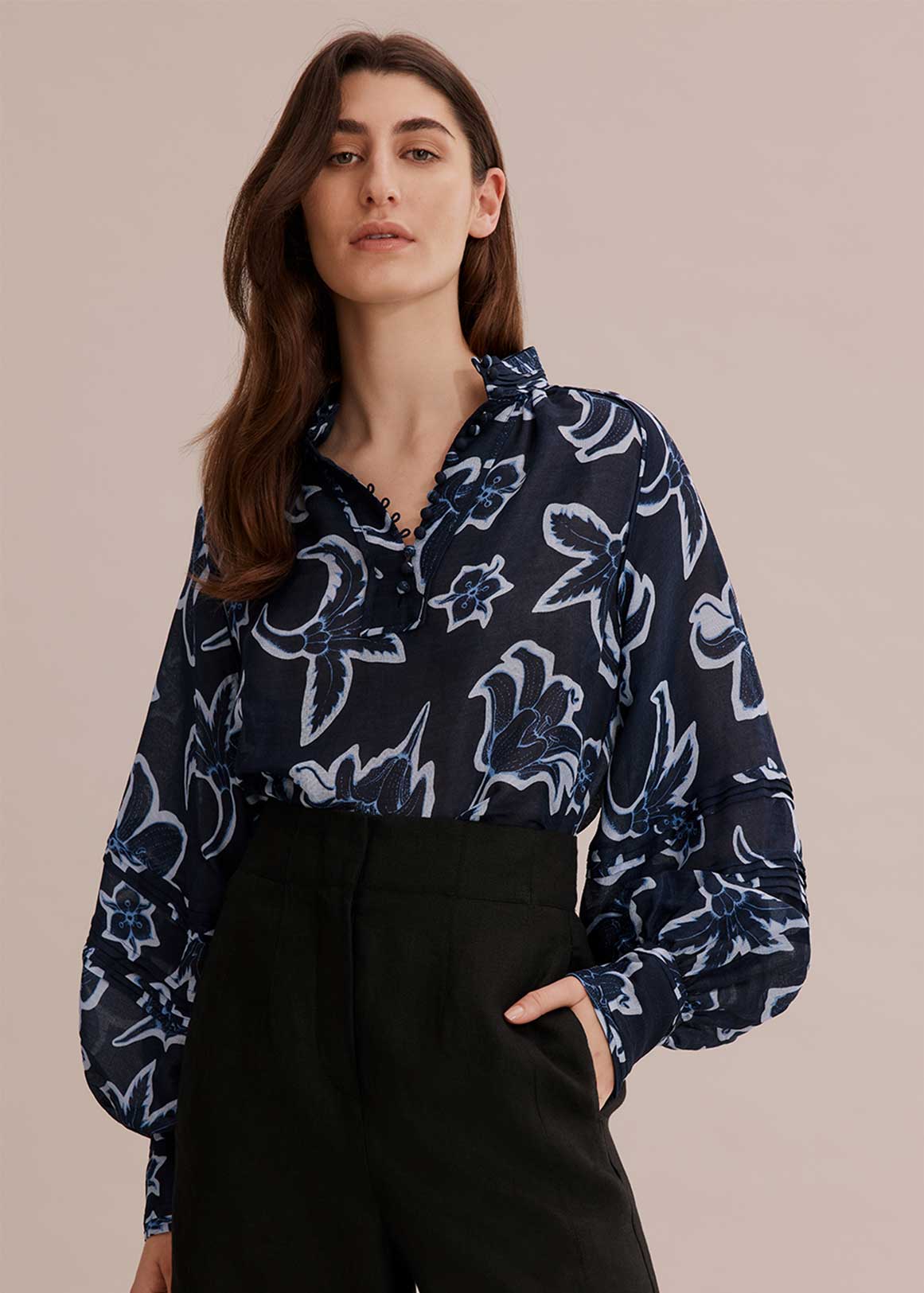 Print Pleat Panel Blouse | Woolworths.co.za