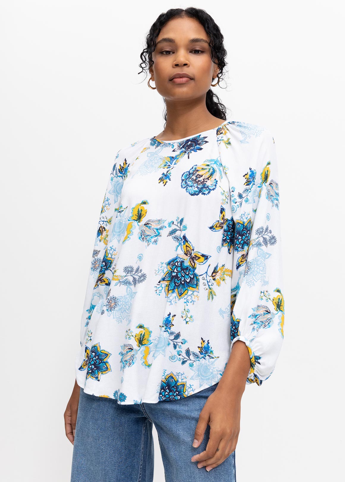 Print Relaxed Balloon Sleeve Viscose Tunic | Woolworths.co.za