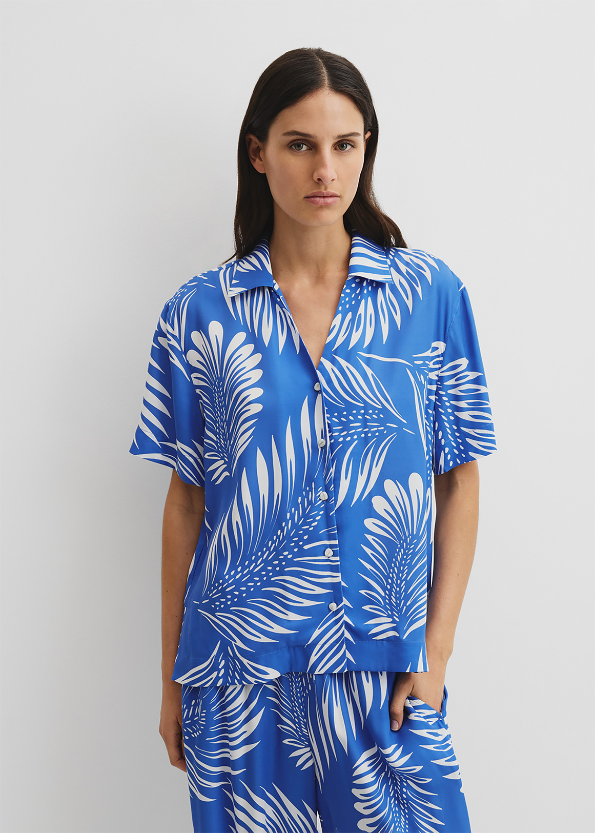 Print Short Sleeve Cupro Straight