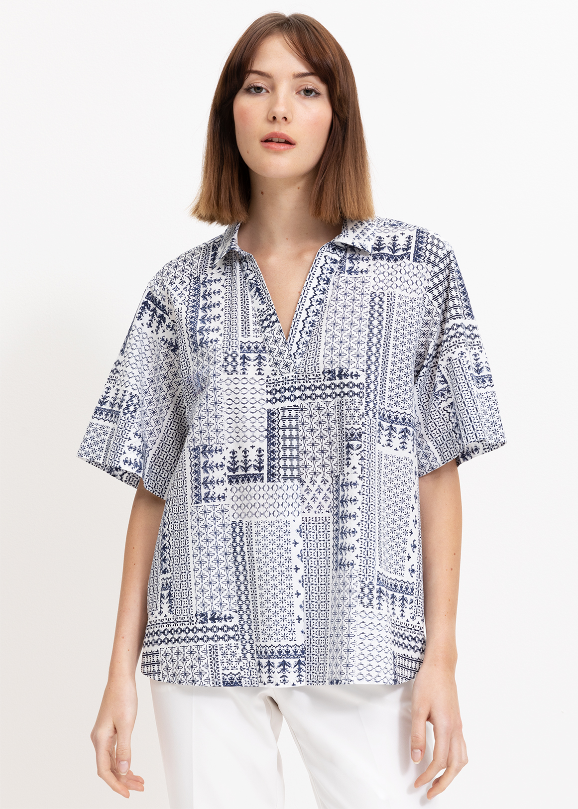 Print Split Neck Cotton Tunic | Woolworths.co.za