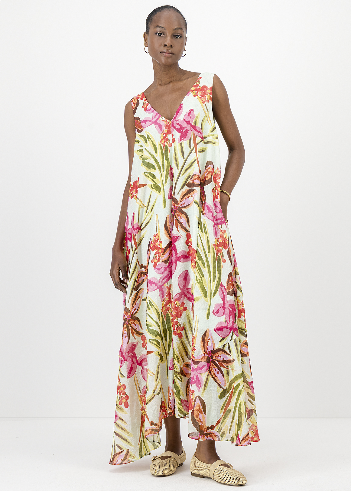 Print Tie Back Maxi Dress