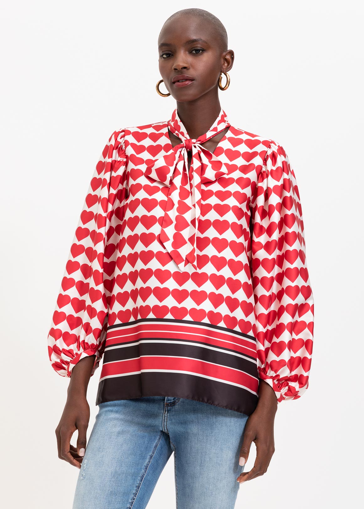 Print Tie Neck Balloon Sleeve Blouse | Woolworths.co.za