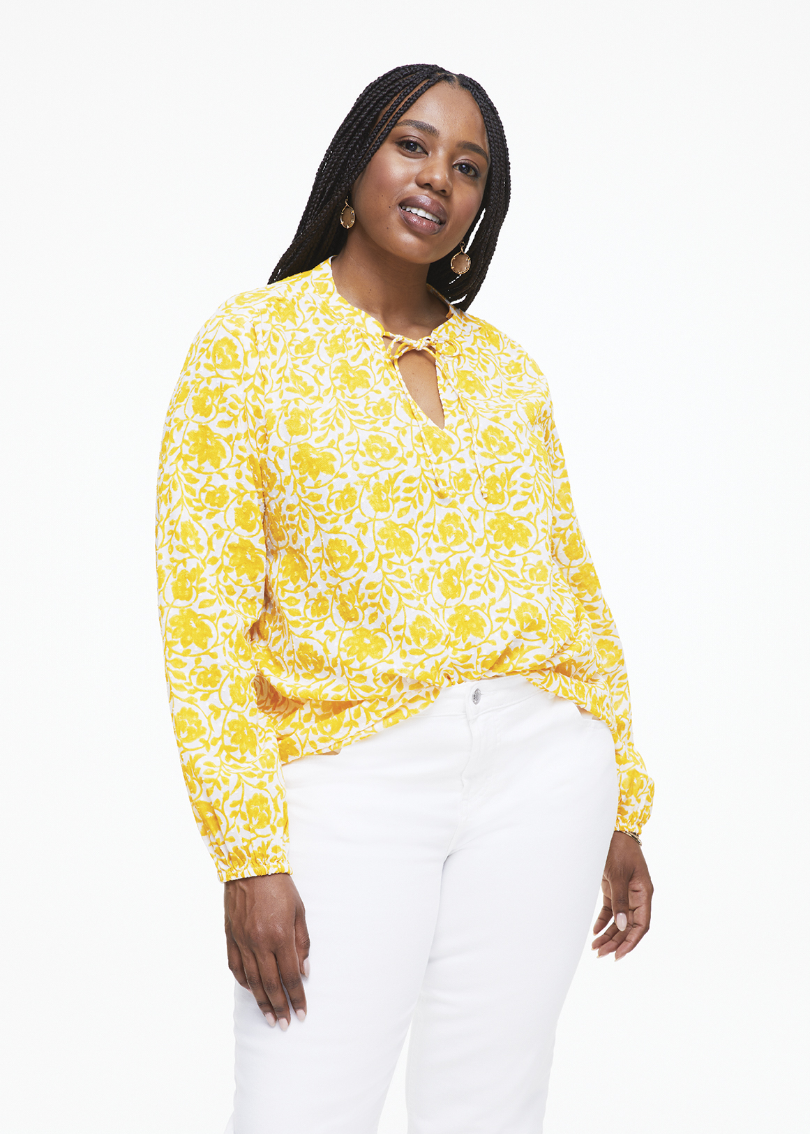 Print Tie Neck Bishop Sleeve Blouse | Woolworths.co.za