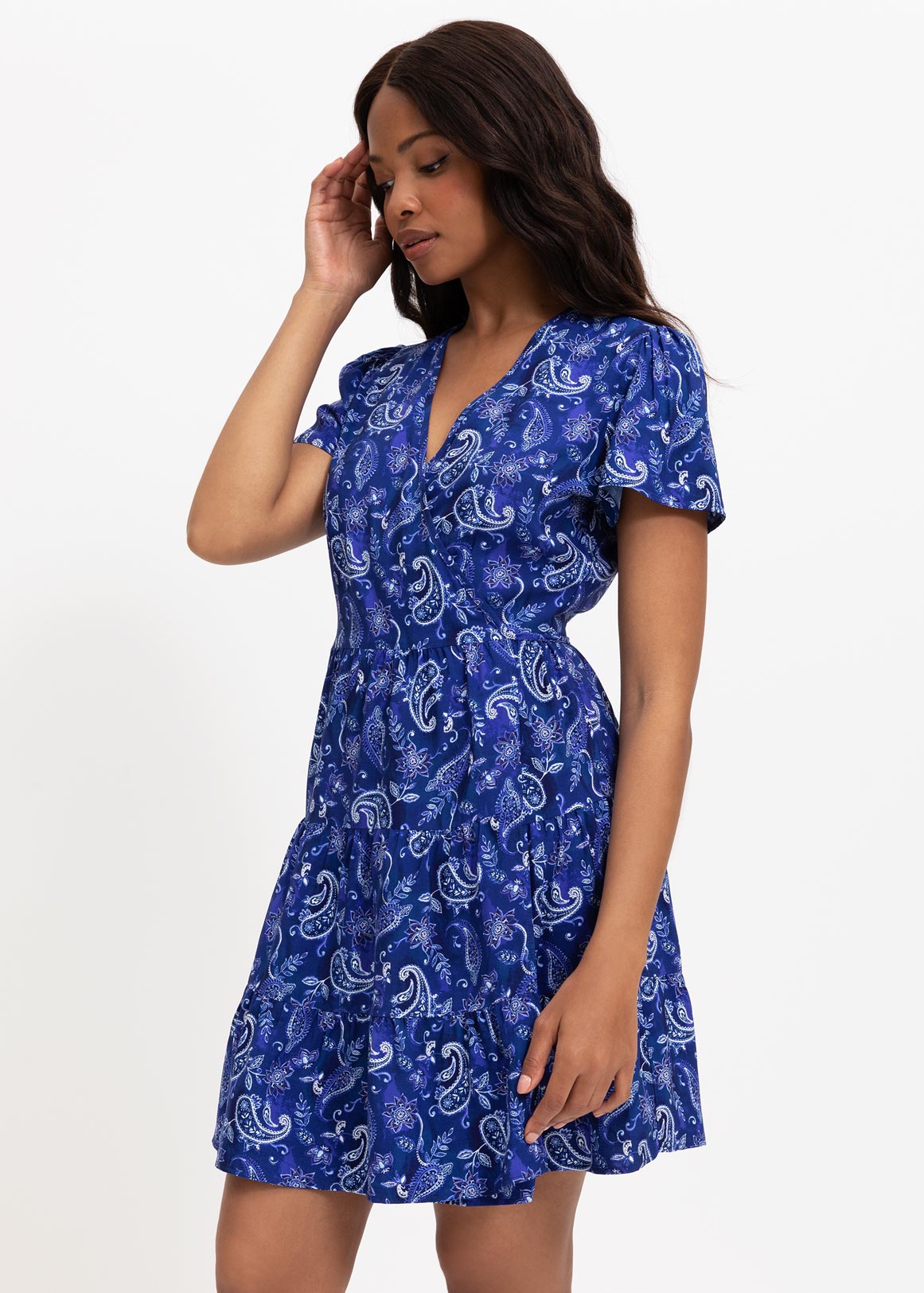 Print Tiered Viscose Wrap Dress | Woolworths.co.za