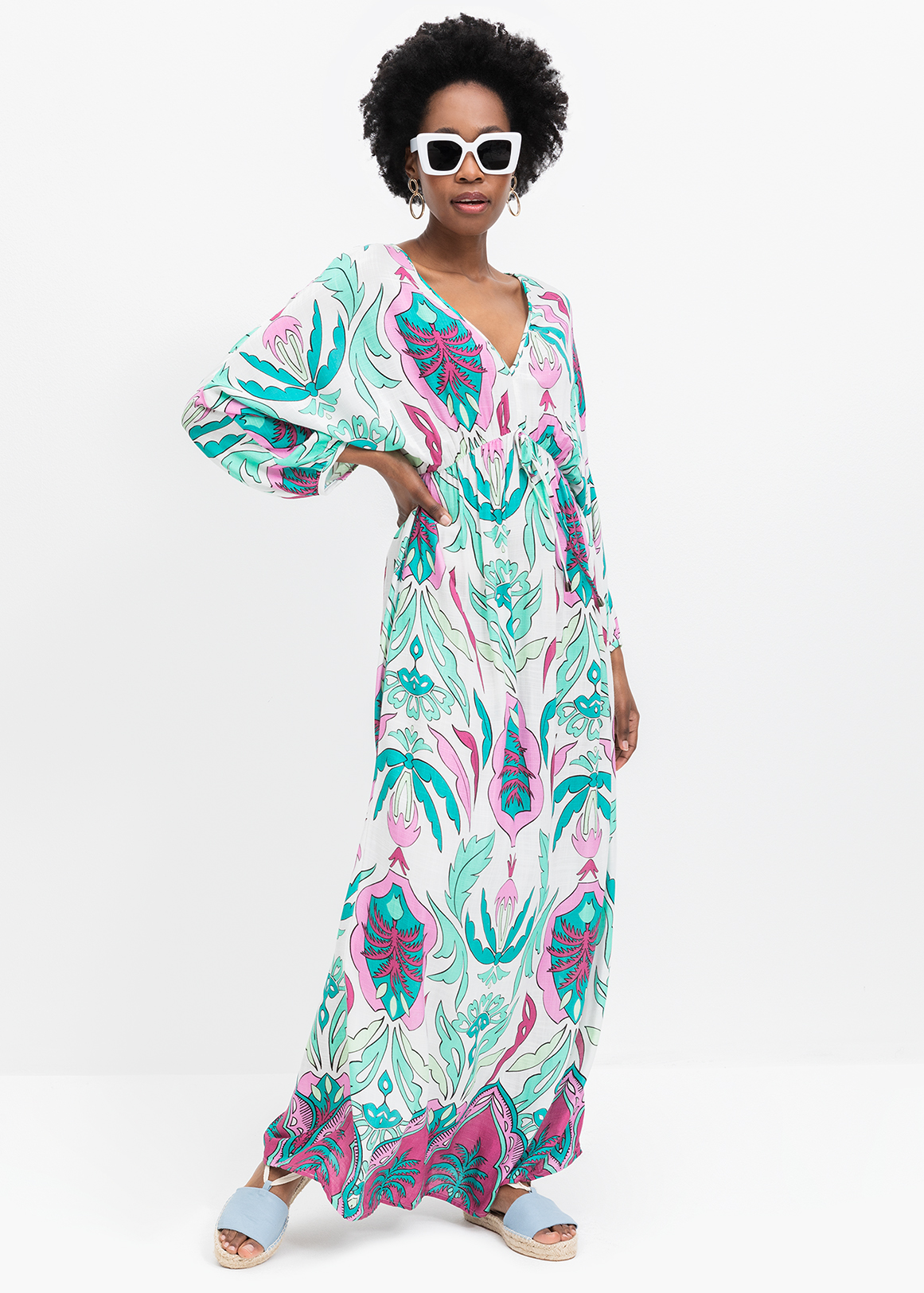 Print V-neck Kaftan Maxi Dress | Woolworths.co.za