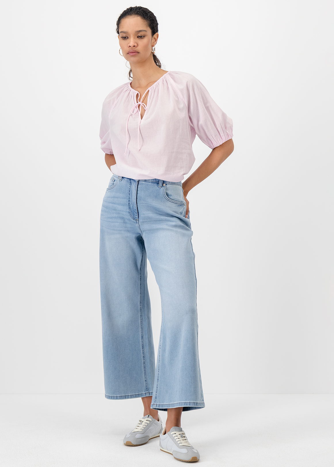 Printed Tie Neck Voile Gypsy Blouse