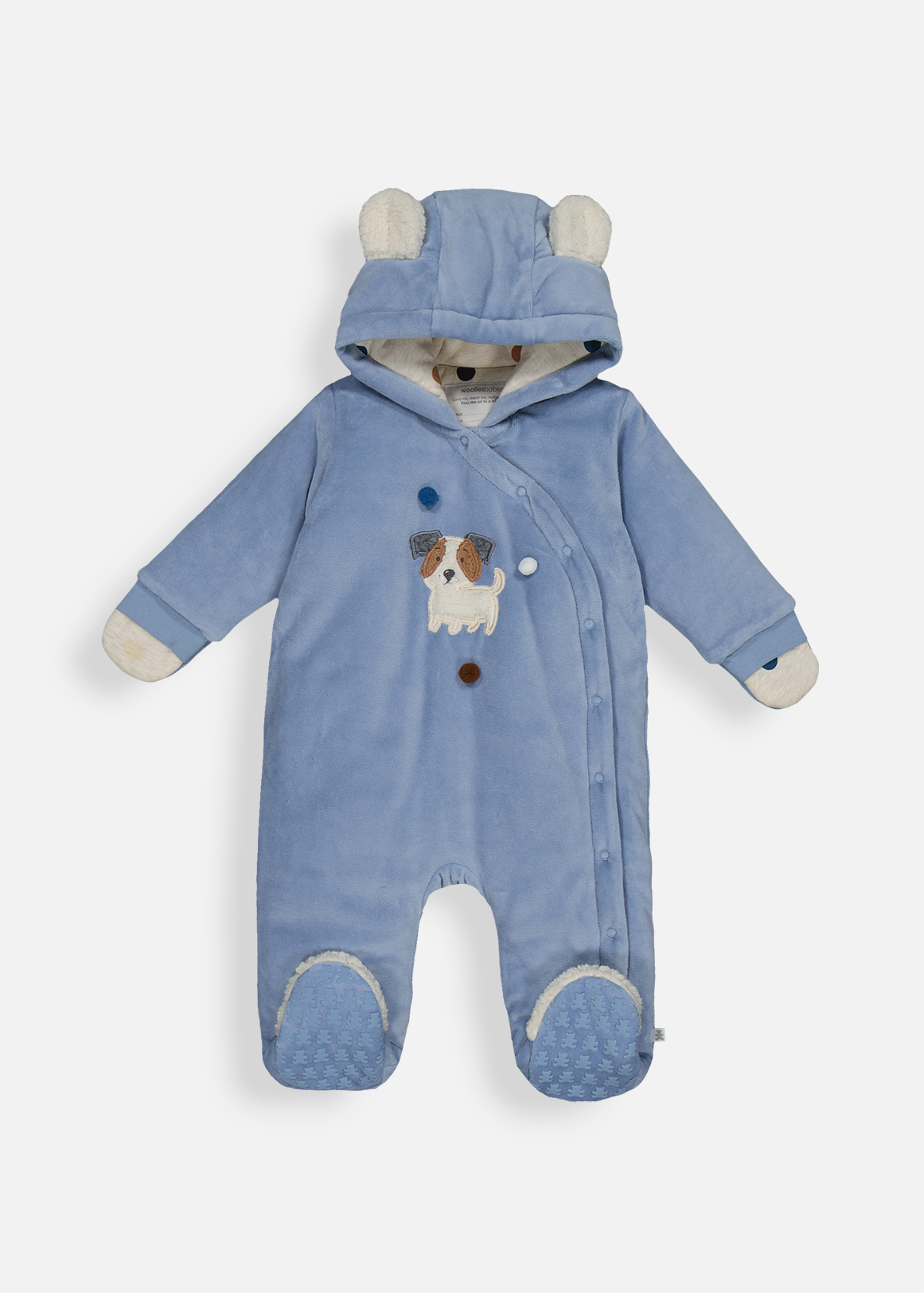 Puppy Print Velour Wadded Jumpsuit