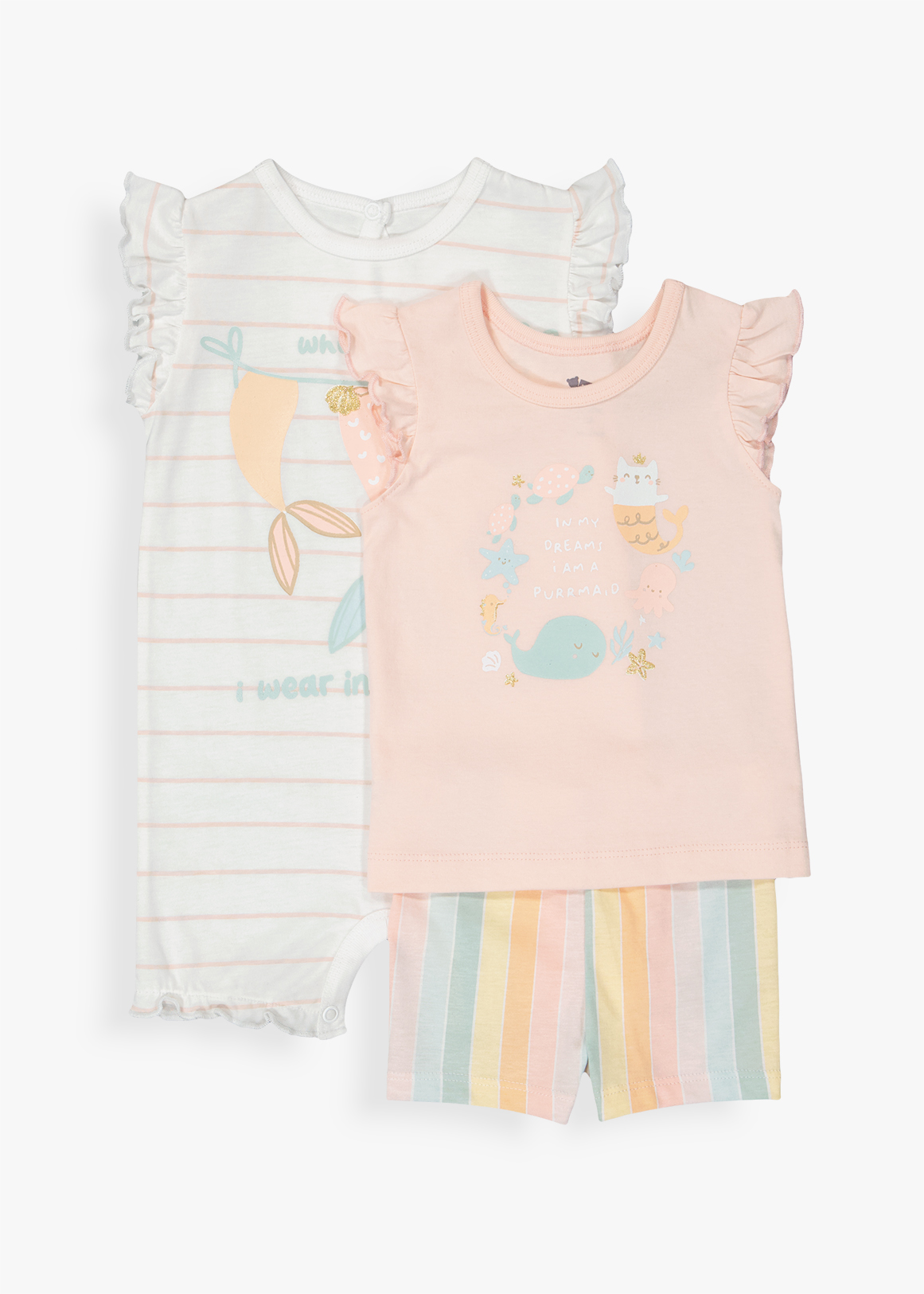 Purrmaid Cotton Pyjamas 3 Piece